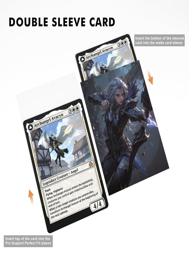 Katomula 100 MTG Card Sleeves with 100 Inner Sleeve, Textured Back Art Sleeves, Fit Standard Size Cards-Dark Elven Archer - Image 4